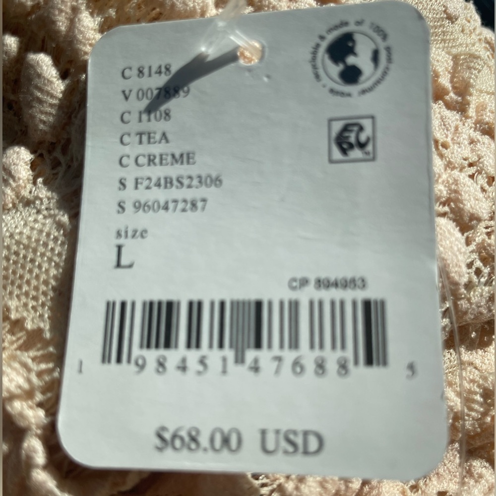 Free People Lace Short Sleeve Cream Tee - Picture 6 of 10